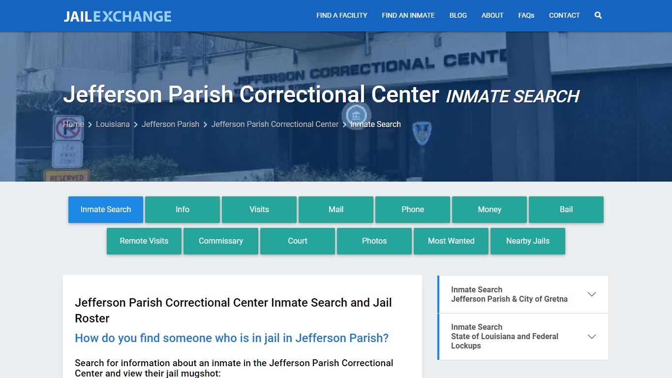 Jefferson Parish Correctional Center Inmate Search